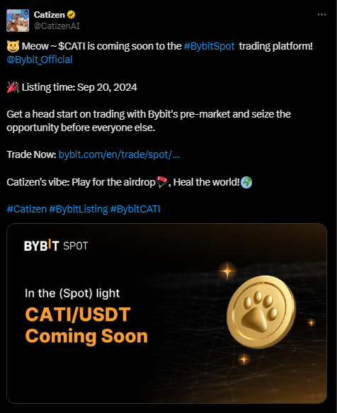 Catizen Listing Announcement